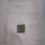 Carhartt Womens White Canvas Rugged Flex Bib Overalls Loose Fit Sz XL (16-18)