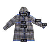 L.L. Bean Womens Plaid Wool-Blend Hooded Toggle Coat Blue/Yellow Sz M
