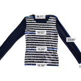 Michael Kors Womens Navy Sequin Striped Cotton & Modal Long Sleeve Top Size L