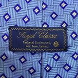 Royal Classic Mens Blue Silk Necktie Geometric Pattern Tailored For Tom James