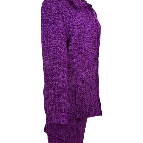 Dana Buchman Womens Purple Boucle Skirt Suit Set Size 10/12