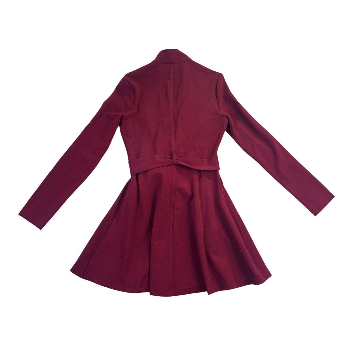 Fashion Nova Womens Red Pleated Mini Dress Zip Closure Belted Size M