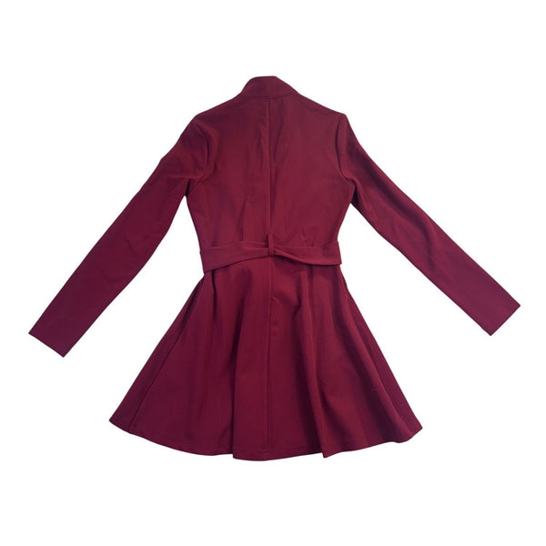 Fashion Nova Womens Red Pleated Mini Dress Zip Closure Belted Size M