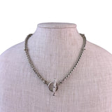 Silver Tone Womens Chain Necklace Toggle Clasp Silver-Plated Jewelry