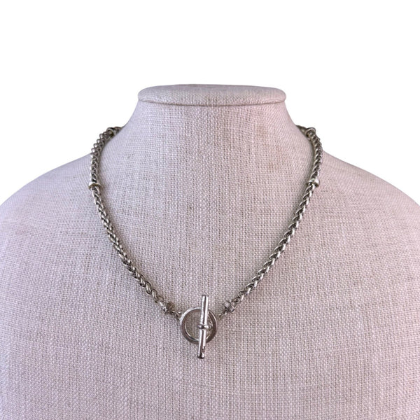 Silver Tone Womens Chain Necklace Toggle Clasp Silver-Plated Jewelry
