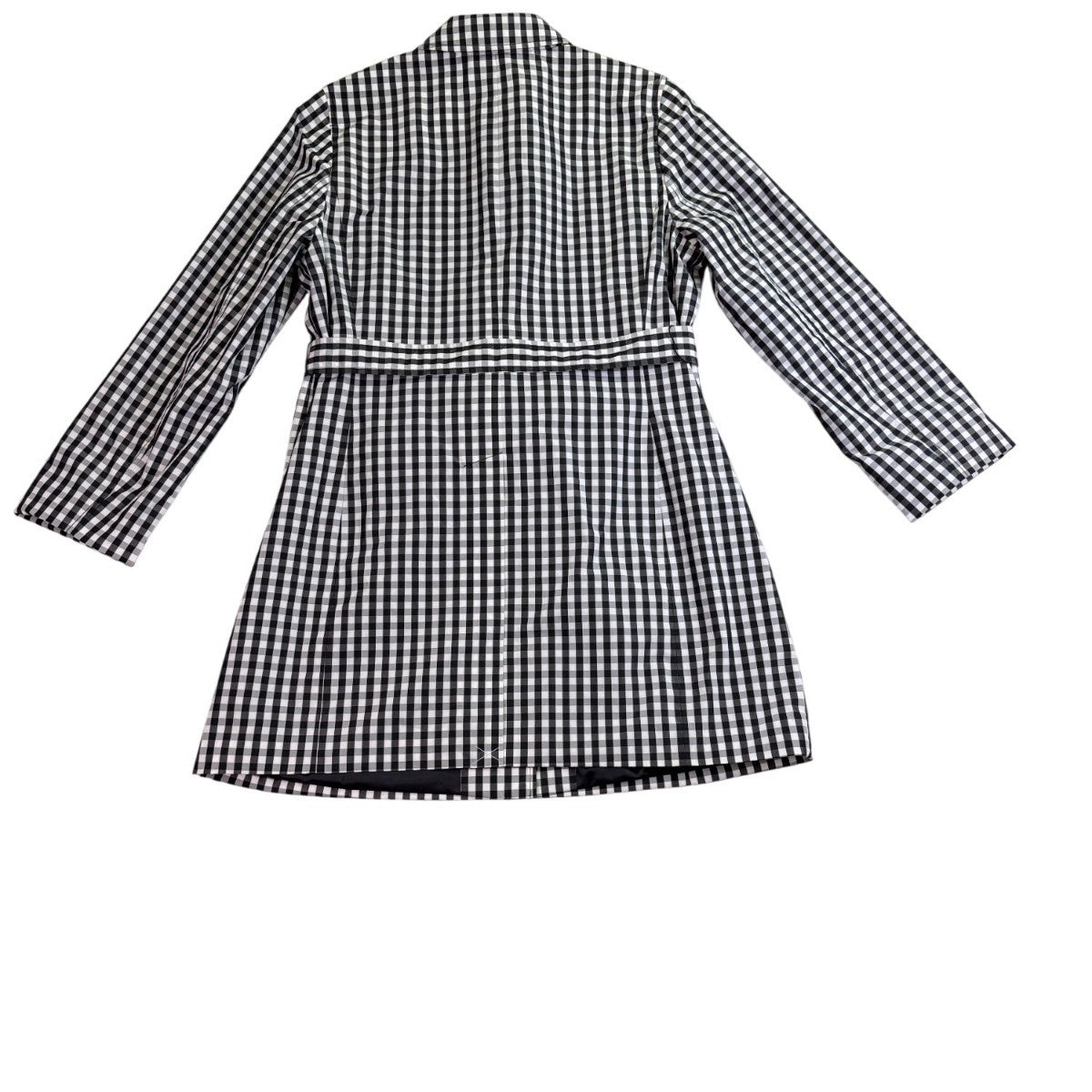 Talbots Womens Black & White Gingham Coat With Belt Size 12