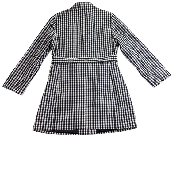 Talbots Womens Black & White Gingham Coat With Belt Size 12