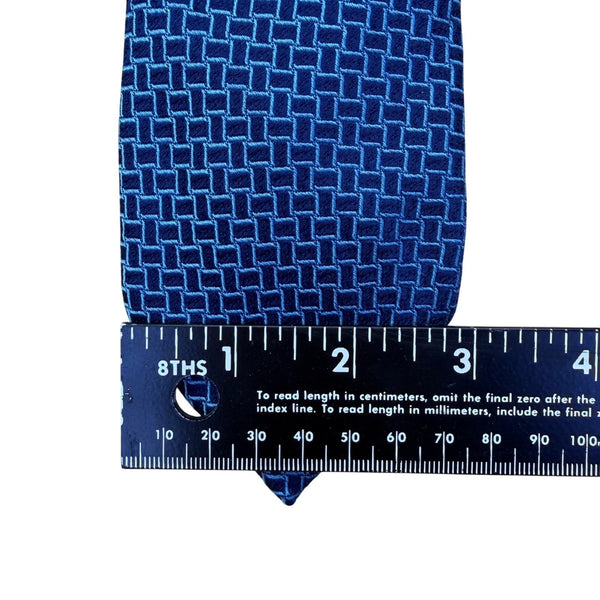 Michael Kors Mens Blue Silk Geometric Pattern Necktie Elegant Design Brand Label