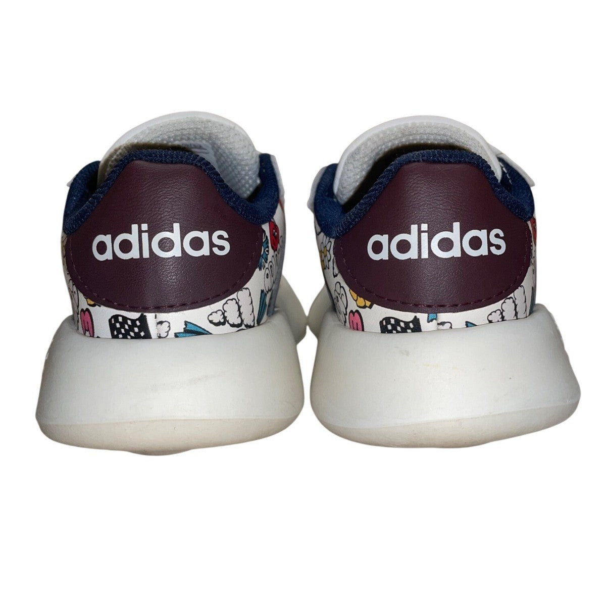 Adidas Kids White Floral Cartoon Print Adhesive Strap Sneakers Size 7K