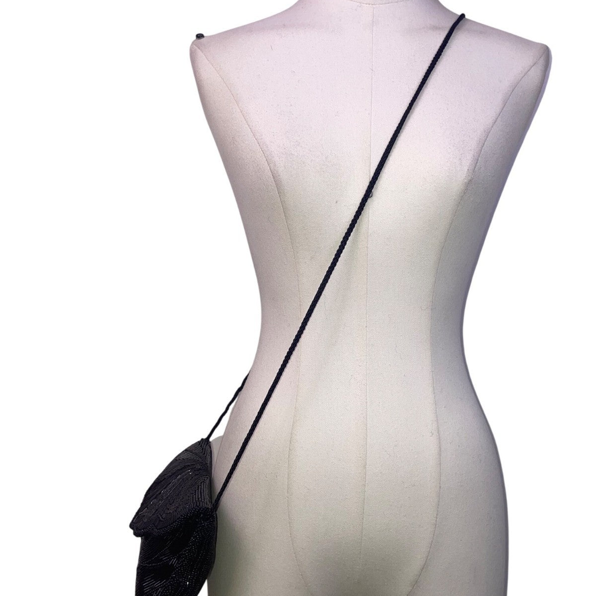 André Cellini Women’s Black Beaded Elegant Scallop Design Formal Crossbody Bag