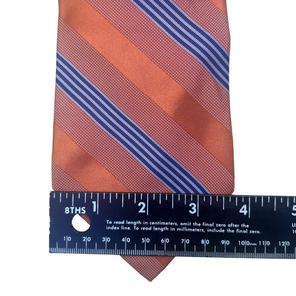 Tommy Hilfiger Men’s Orange Blue 100% Silk Striped Necktie Made In USA