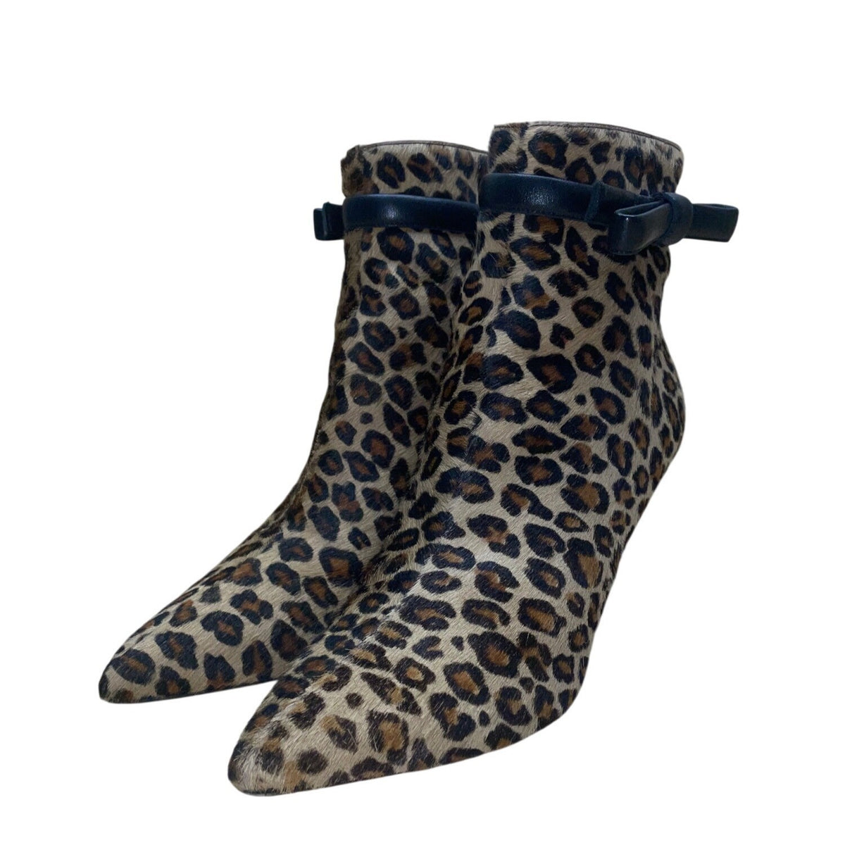 Kate Spade Women’s Leopard Calf Hair With Black Bow Accents Ankle Boots Size 8
