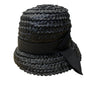 Vintage Amy NY Womens Black Straw Hat Woven Design Medium Julius Garfinkel & Co
