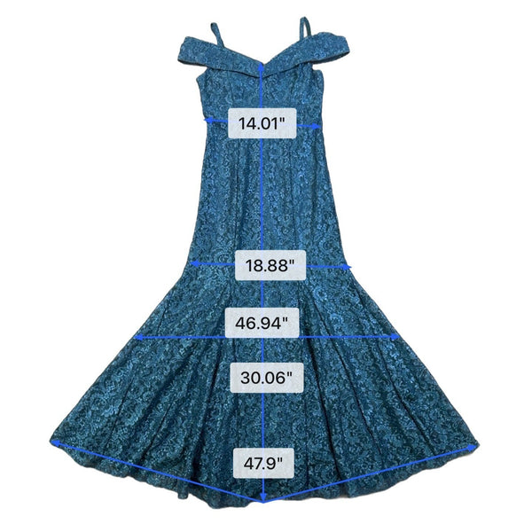 R&M Richards Womens Blue Off-Shoulder Lace Gown Formal Evening Wear Size 6