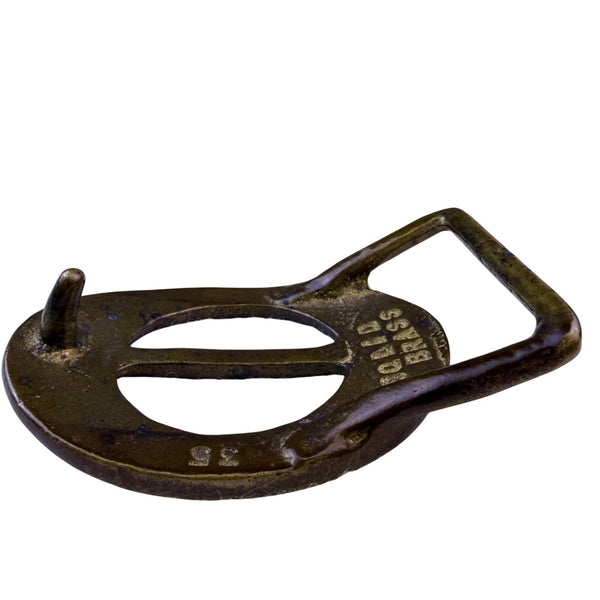 Vintage Solid Brass Belt Buckle Oval Horizontal Bar Mens Accessories