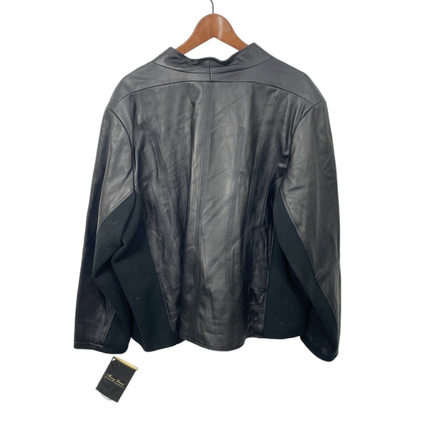 Jerry Lewis Womens Black Leather Jacket Size 3x NWT