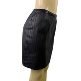 Vakko Women Black Leather Pencil SkirtStylish Vertical Detail Back Zipper Sz 8