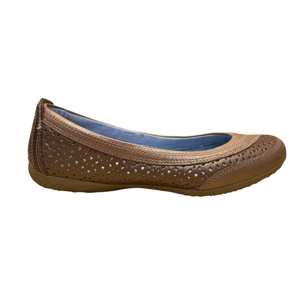 Clarks Women’s Bronze Leather Perforated Upper Privo Ballet Flats Size 7.5M