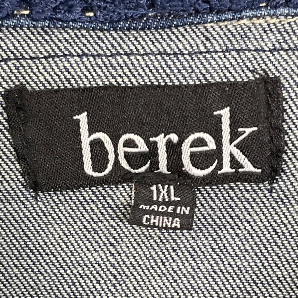 Berek Womens Medium Denim Jacket With Lace Sleeves Size 1X