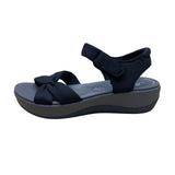 Clarks Women's Black Fabric Adhesive Strap Closure Bow Detail Sandals Size 7.5