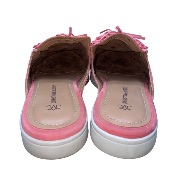 Johnston & Murphy Women’s Pink Suede With Fringe Accent Slip-On Mules Size 7M