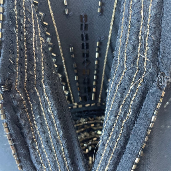 Jkara Women’s Navy Blue Beaded Sleeveless Evening Gown With Sheer Jacket Sz 12