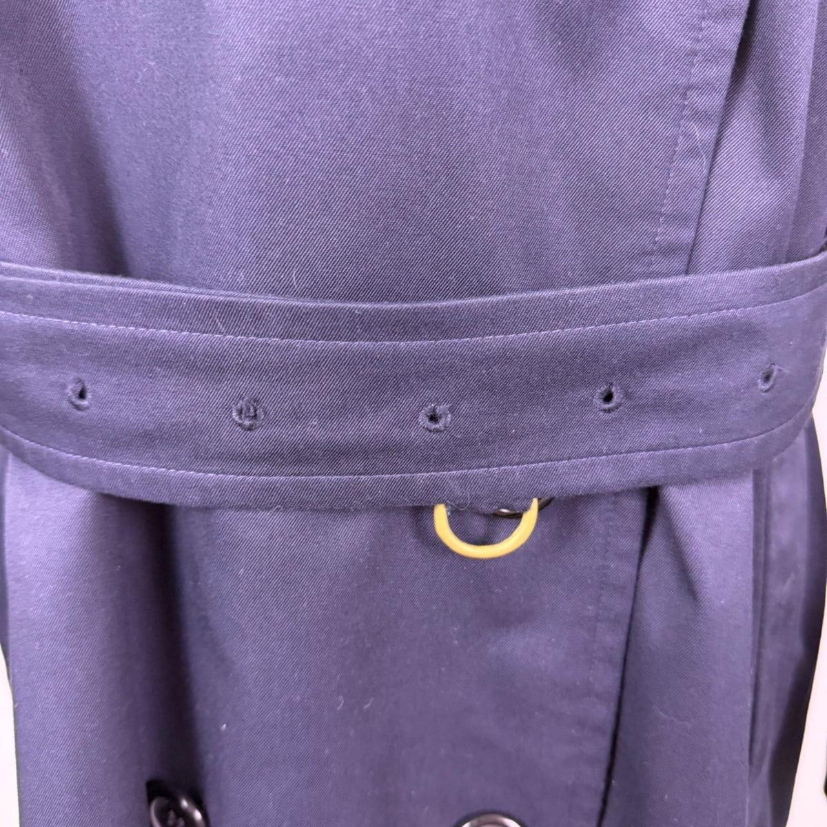 Navy Double-Breasted Womens Trench Coat Long Belted Cotton Blend Timele