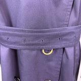Navy Double-Breasted Womens Trench Coat Long Belted Cotton Blend Timele