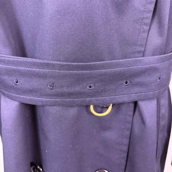 Navy Double-Breasted Womens Trench Coat Long Belted Cotton Blend Timele
