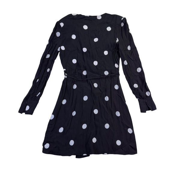 Mango Womens Black Viscose Polka Dot Long-Sleeve Casual Dress Size M