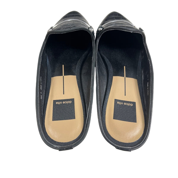 Dolce Vita Women's Black Gram Croco Embossed Leather Slippers Sz 9 - NWB