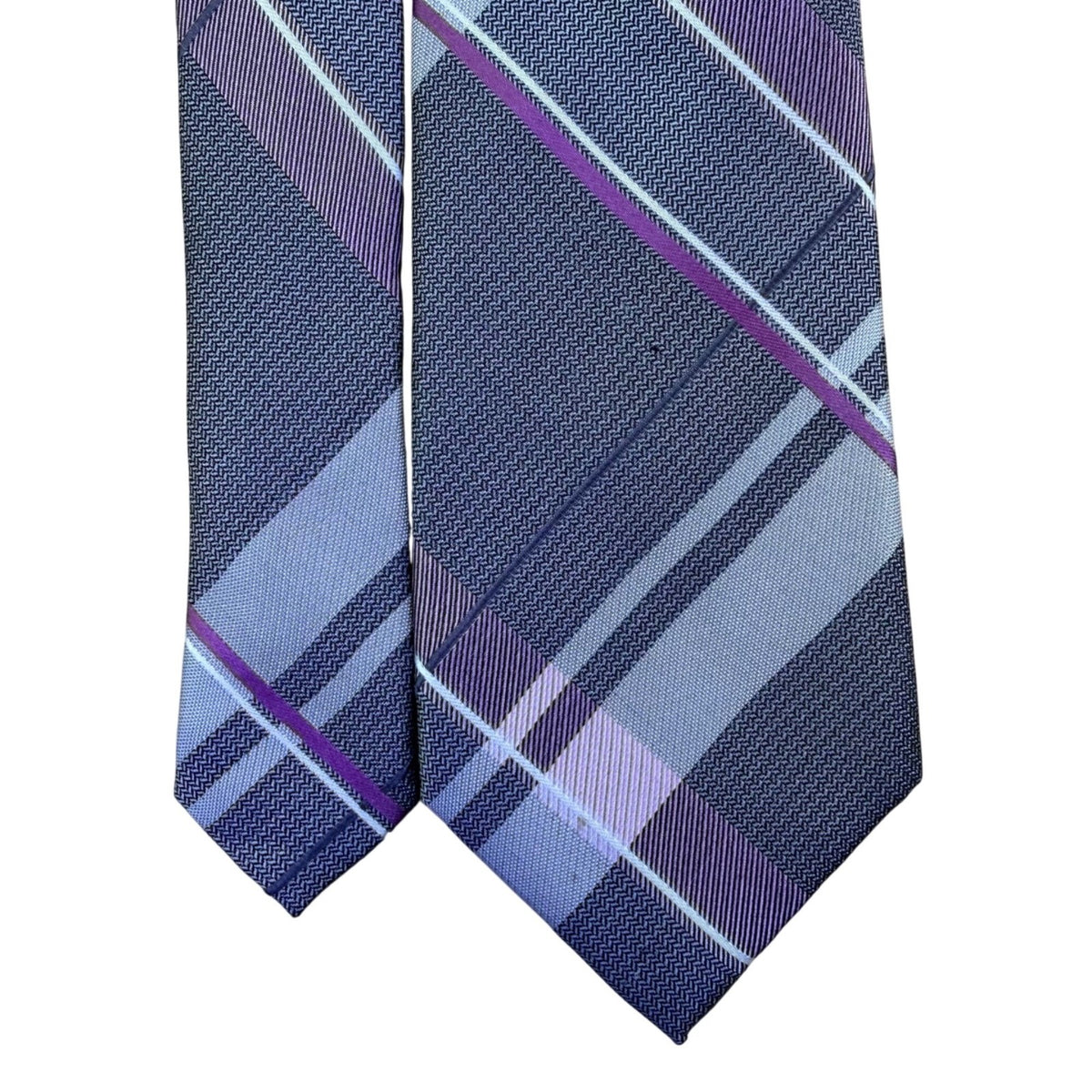 Michael Kors Mens Blue & Purple Plaid Silk Blend Neck Tie Elegant Business Style