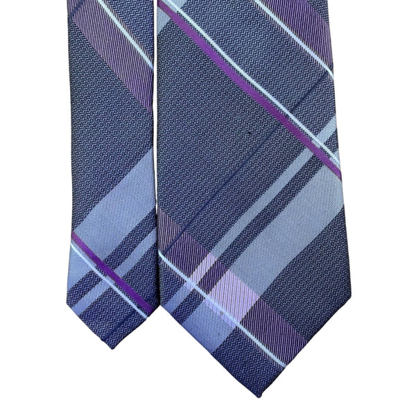 Michael Kors Mens Blue & Purple Plaid Silk Blend Neck Tie Elegant Business Style