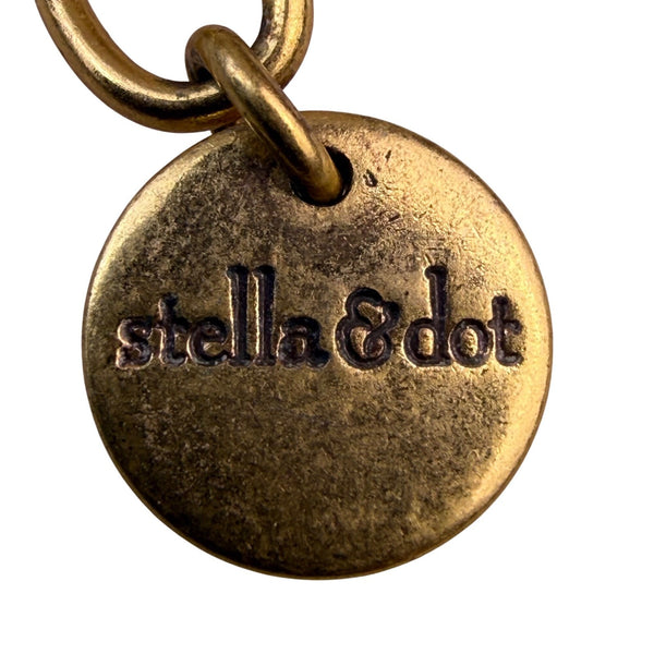 Stella & Dot Womens Black & Blue Leather Necklace "Natalie" Gold-Tone Accents