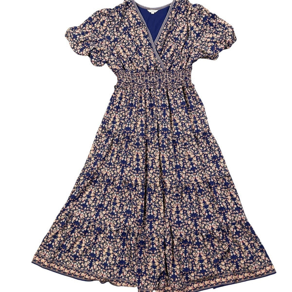 Max Studio Womens Navy Floral Maxi Dress Stretch Lightweight Summer  Sz 1X