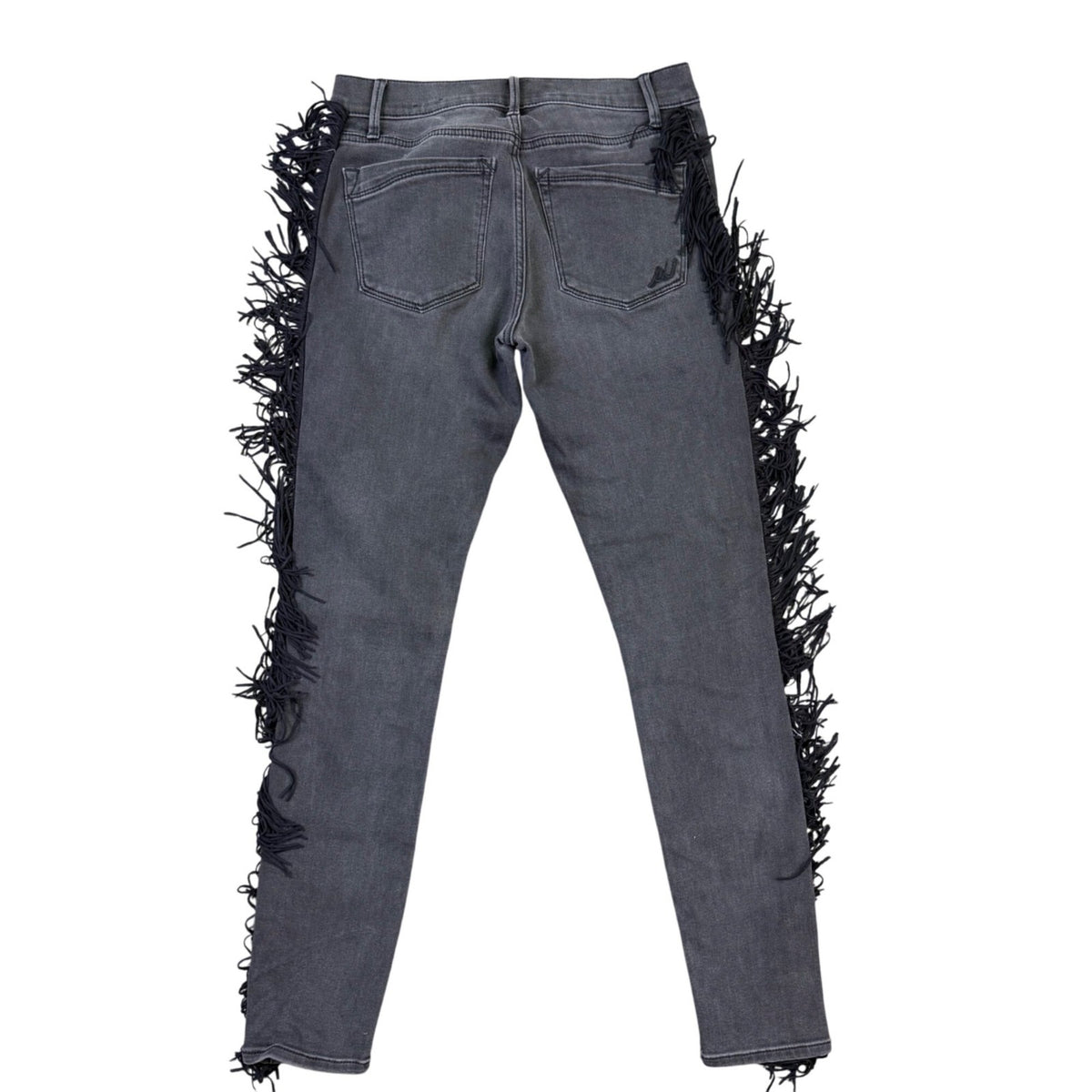 Express Womens Black Fringe-Trim Mid-Rise Legging Jeans Size 4R
