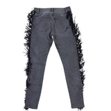 Express Womens Black Fringe-Trim Mid-Rise Legging Jeans Size 4R