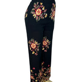 Liv Los Angeles Women’s Black Floral Embroidered Wide-Leg Pants Sz S - New