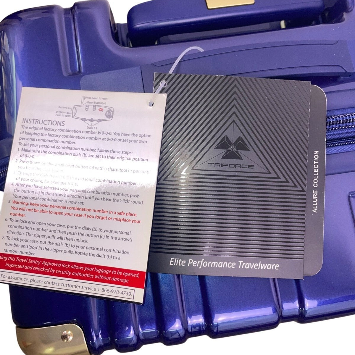 Triforce Navy Blue Telescopic Handle Build-in Scale Allure Collection Luggage