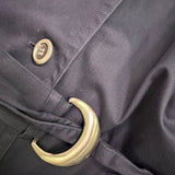 Sanyo Women Navy Blue Double-Breasted Trench Coat Belted With Buttoned Cuffs