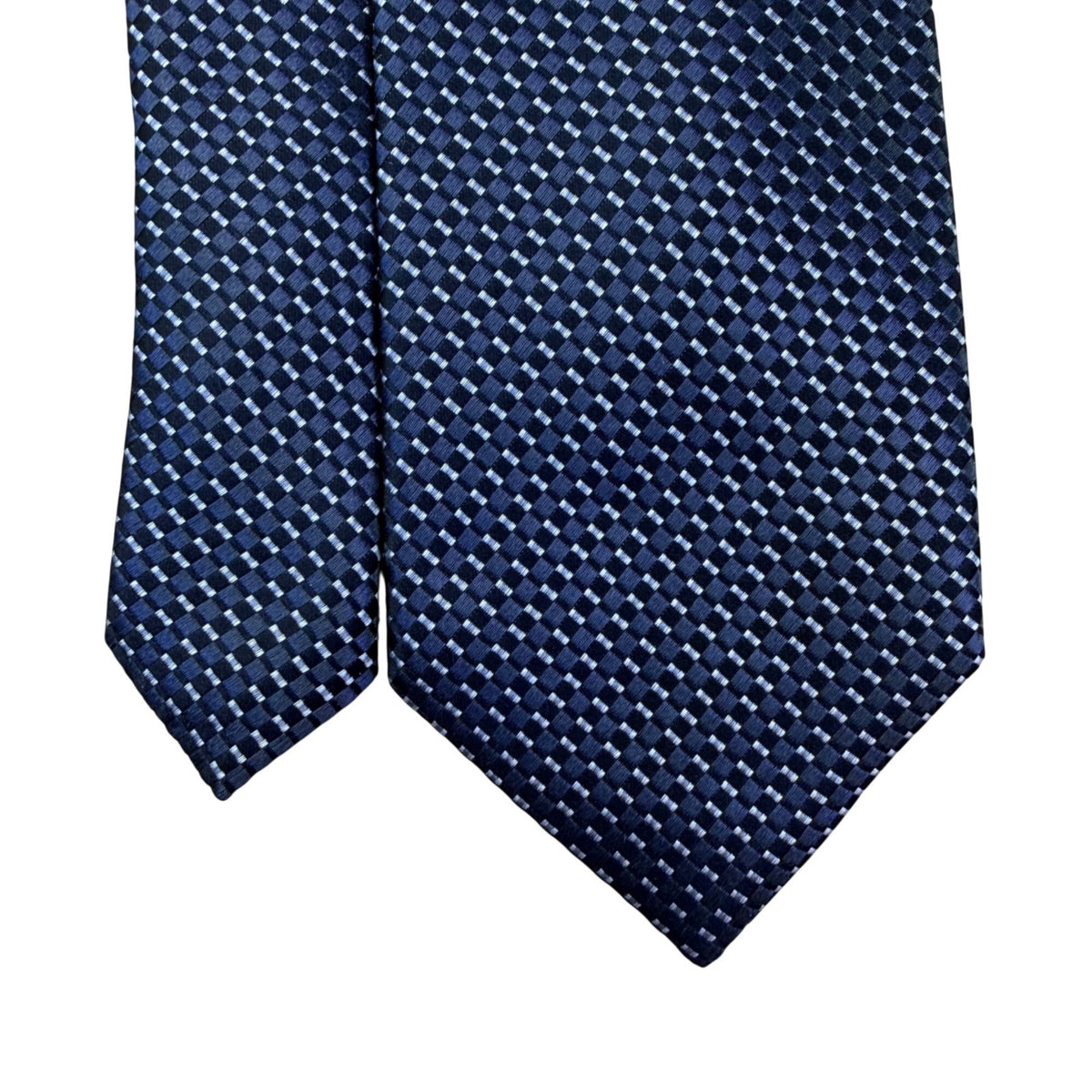 Geoffrey Beene Mens Blue 100% Silk Checkered Pattern Tie Hand Made China Classic