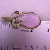 Wire-Wrapped Womens Pink Rose Quartz Pendant Various Metal Swirls Curved Design