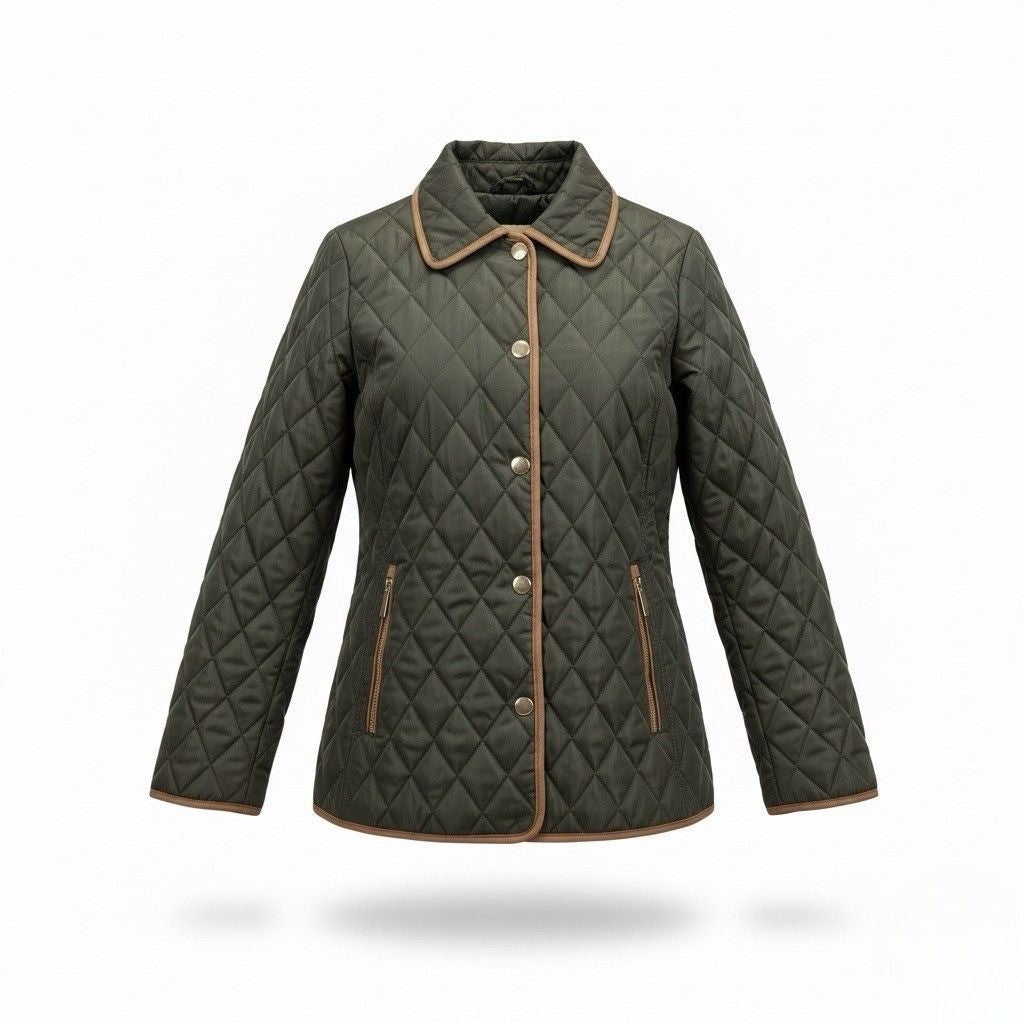 Michael Michael Kors Womens Olive Quilted Jacket Classic Design Sz L