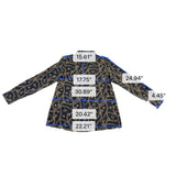 D2 Womens Black Gold Chain Bee Pattern Button-Up Blouse Long Sleeves Size M