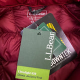 L.L. Bean Womens Red Ultralight 850 Down Jacket Water-Repellent  Goose Down Sz 1