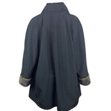 Vintage Brown Faux Fur Coat With Hood & Button Closure