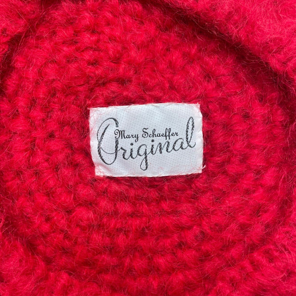 Mary Schaeffer Original Womens Red Mohair Beret Hat Soft Fluffy Knit Winter