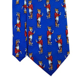 Fox & Chave Mens Blue 100% Silk Novelty Tie With Fox Hunt Pattern Hand Made