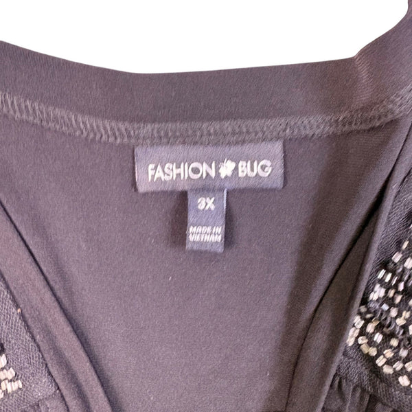 Fashion Bug Womens Black Spandex Embellished Open Cardigan Plus Size 3X