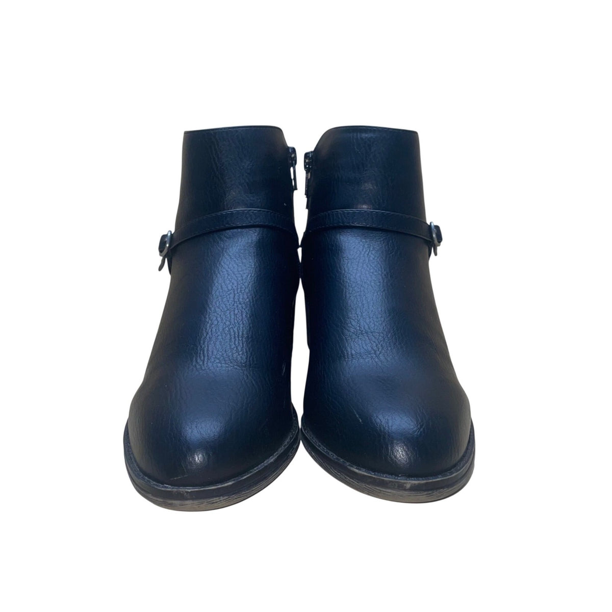 White Mt. Women’s Black Man-Made With Side Buckle Detail Ankle Boots Size 9.5M